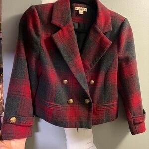 Plaid Red and Black Women's Jacket